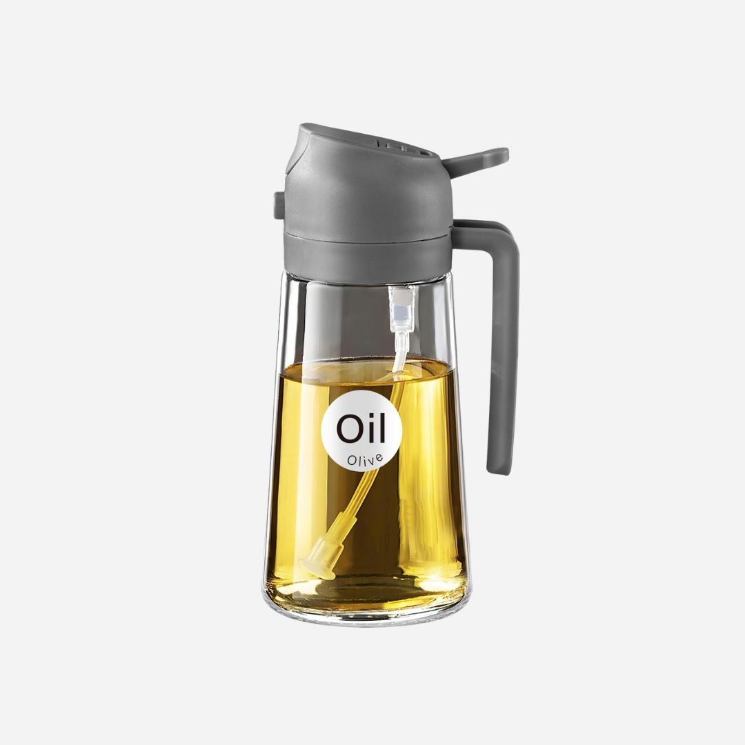 2 in 1 Oil Sprayer Bottle Dispenser 2Pcs 16oz Glass Olive Oil Sprayer Cooking Oil Sprayer Bottle for Kitchen Salad, Grill, BBQ (With Stickers)