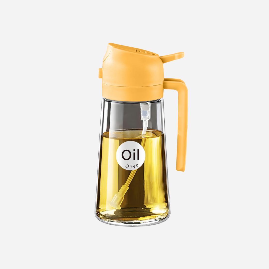 2 in 1 Oil Sprayer Bottle Dispenser 2Pcs 16oz Glass Olive Oil Sprayer Cooking Oil Sprayer Bottle for Kitchen Salad, Grill, BBQ (With Stickers)