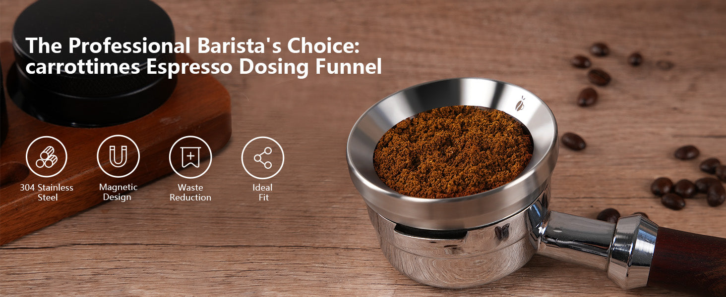 Dosing Funnel, 304 Stainless Steel Espresso Coffee Dosing Ring