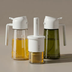 two oil Sprayer and an oil bottle brush,white