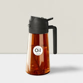 2-in-1 Oil Sprayer Bottle – 16oz Glass Olive Oil Dispenser for Cooking, Salad & BBQ (Dark Brown)