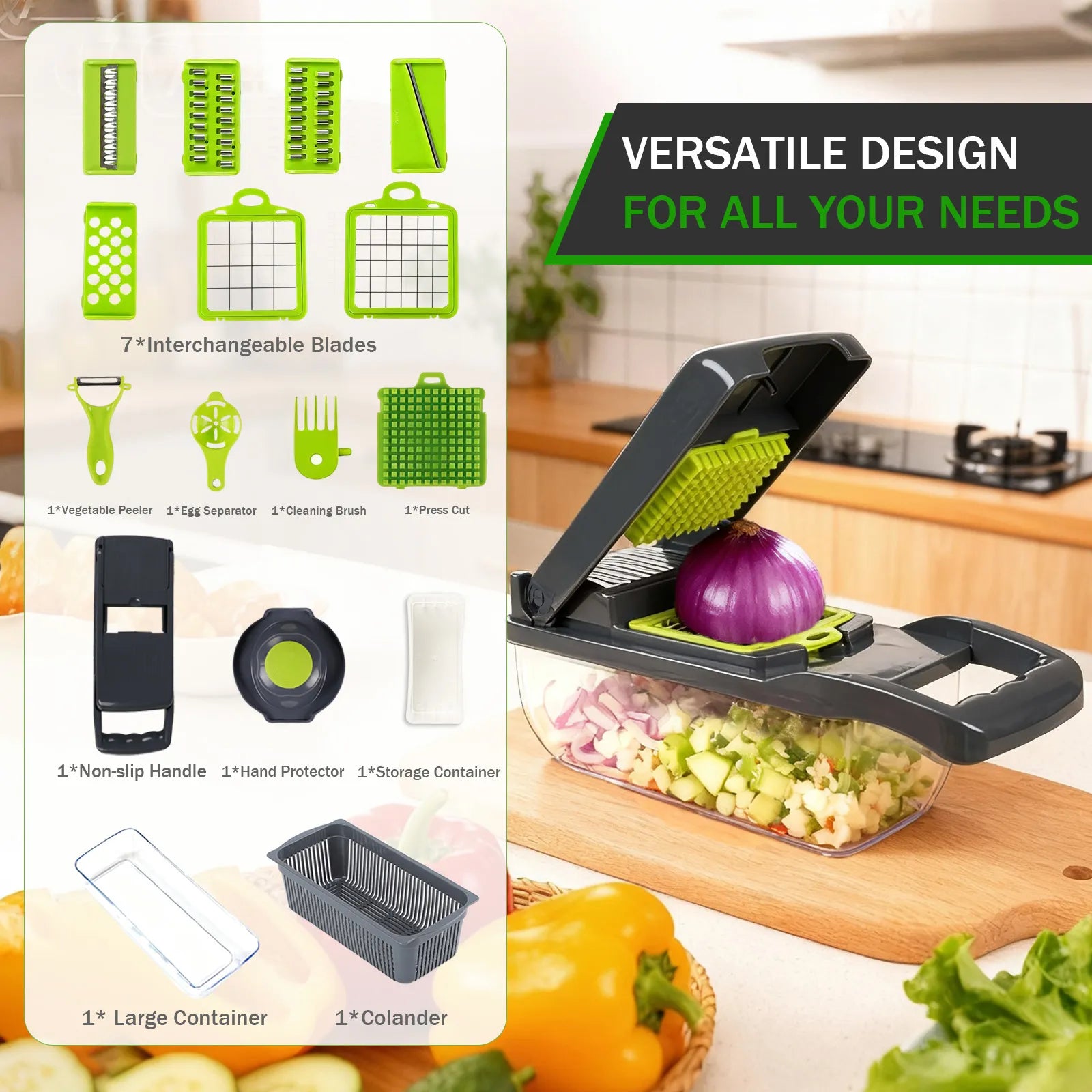 Multifunctional Vegetable Chopper with Container