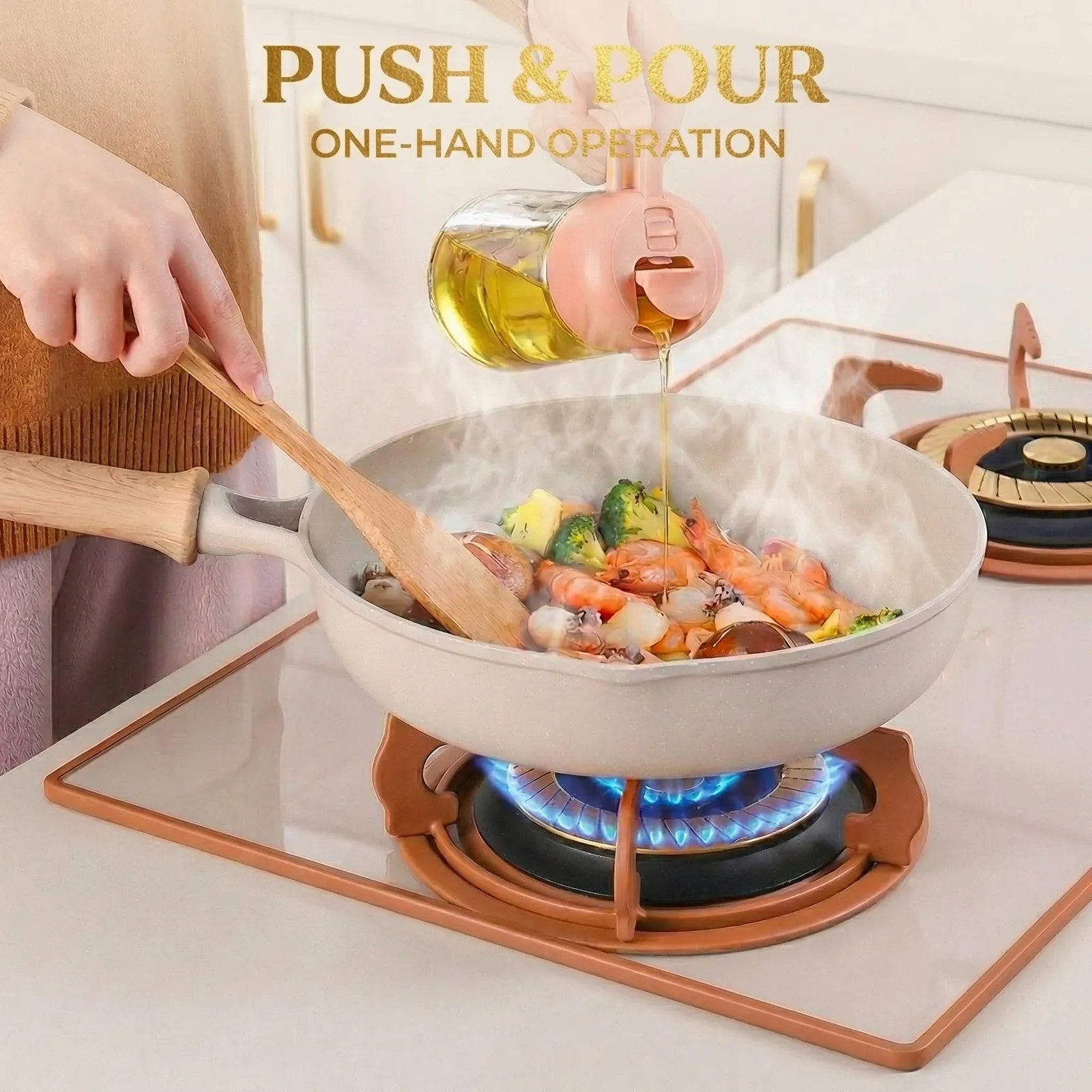 push & pour sprayer, one-handed operation