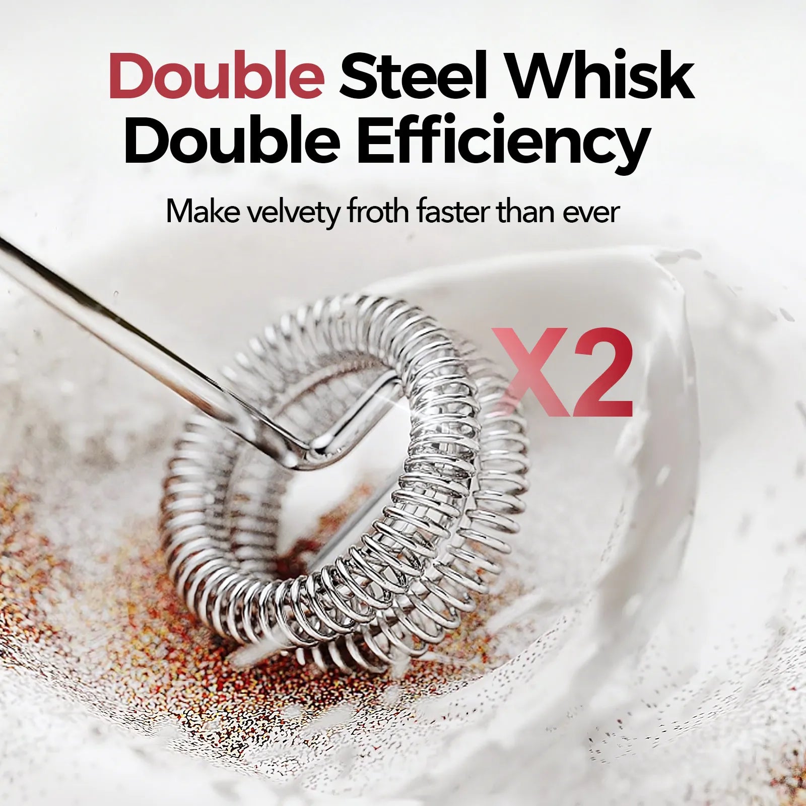 double steel whisk milk frother