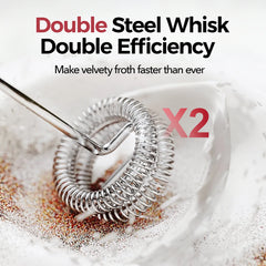 double steel whisk milk frother