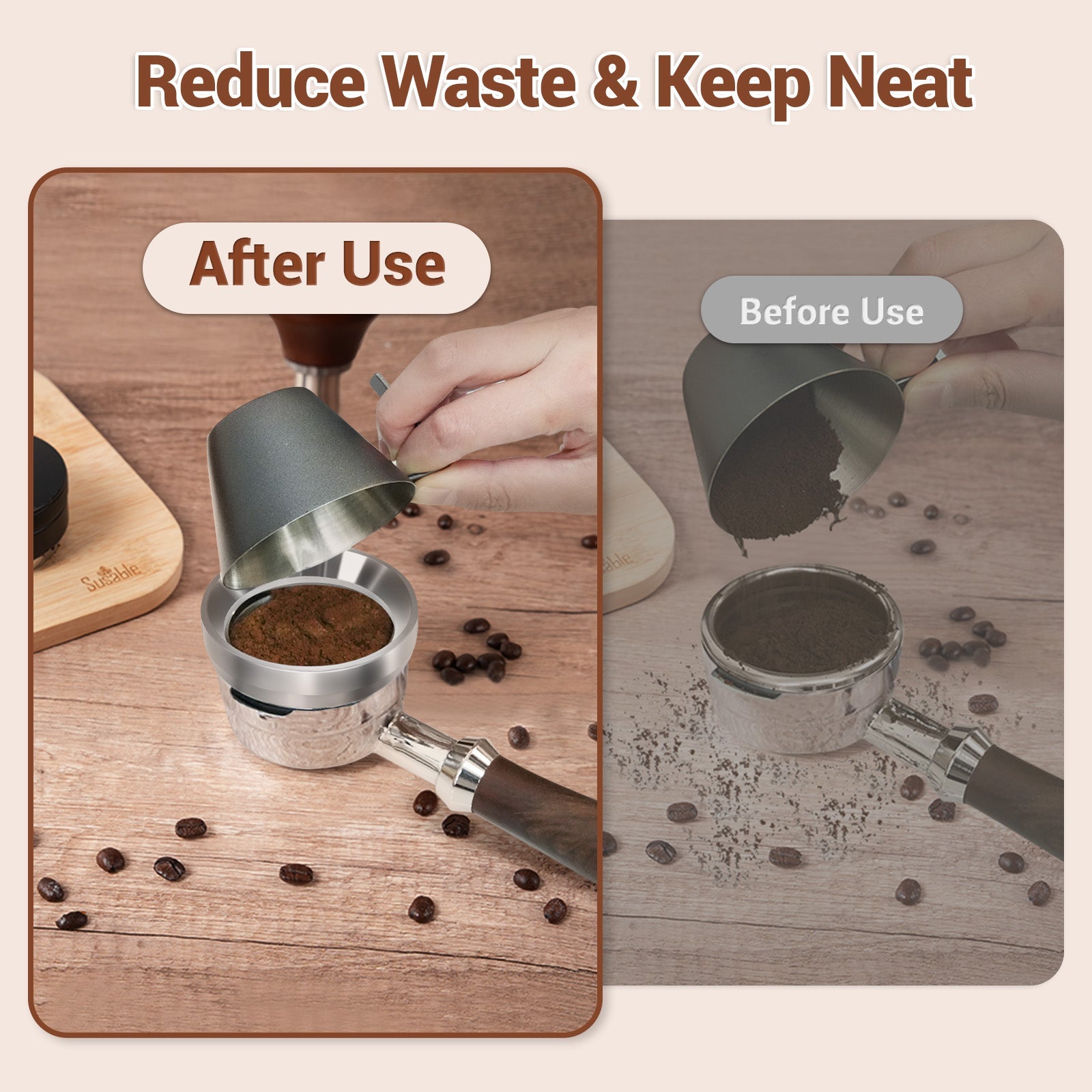 Dosing Funnel, 304 Stainless Steel Espresso Coffee Dosing Ring