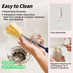 Auto-Flip Gravity Olive Oil & Soy Sauce Dispenser Bottle - 500ml/17oz Easy Cleaning, Leakproof