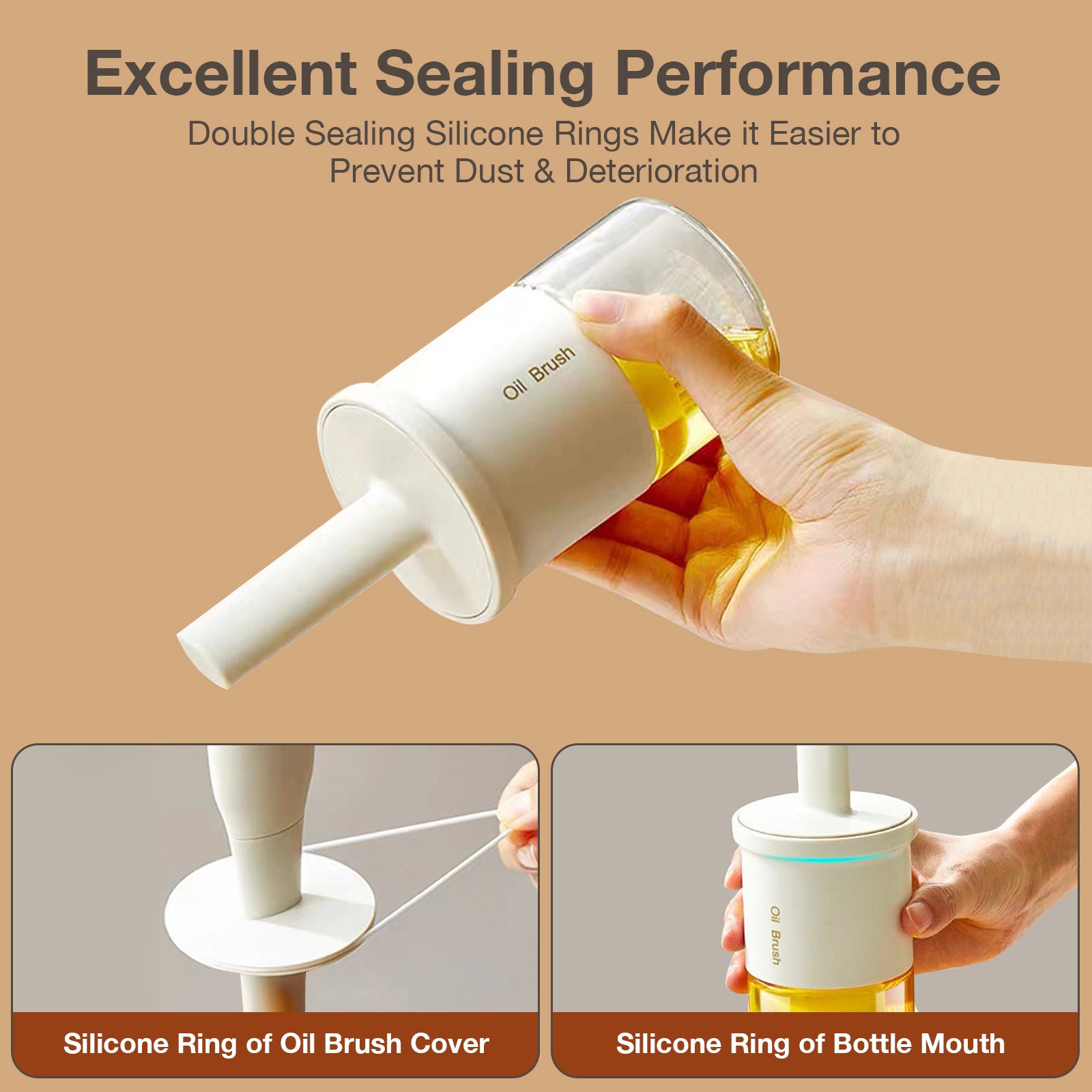 Glass Oil Dispenser Bottle with Silicone Food Grade Brush