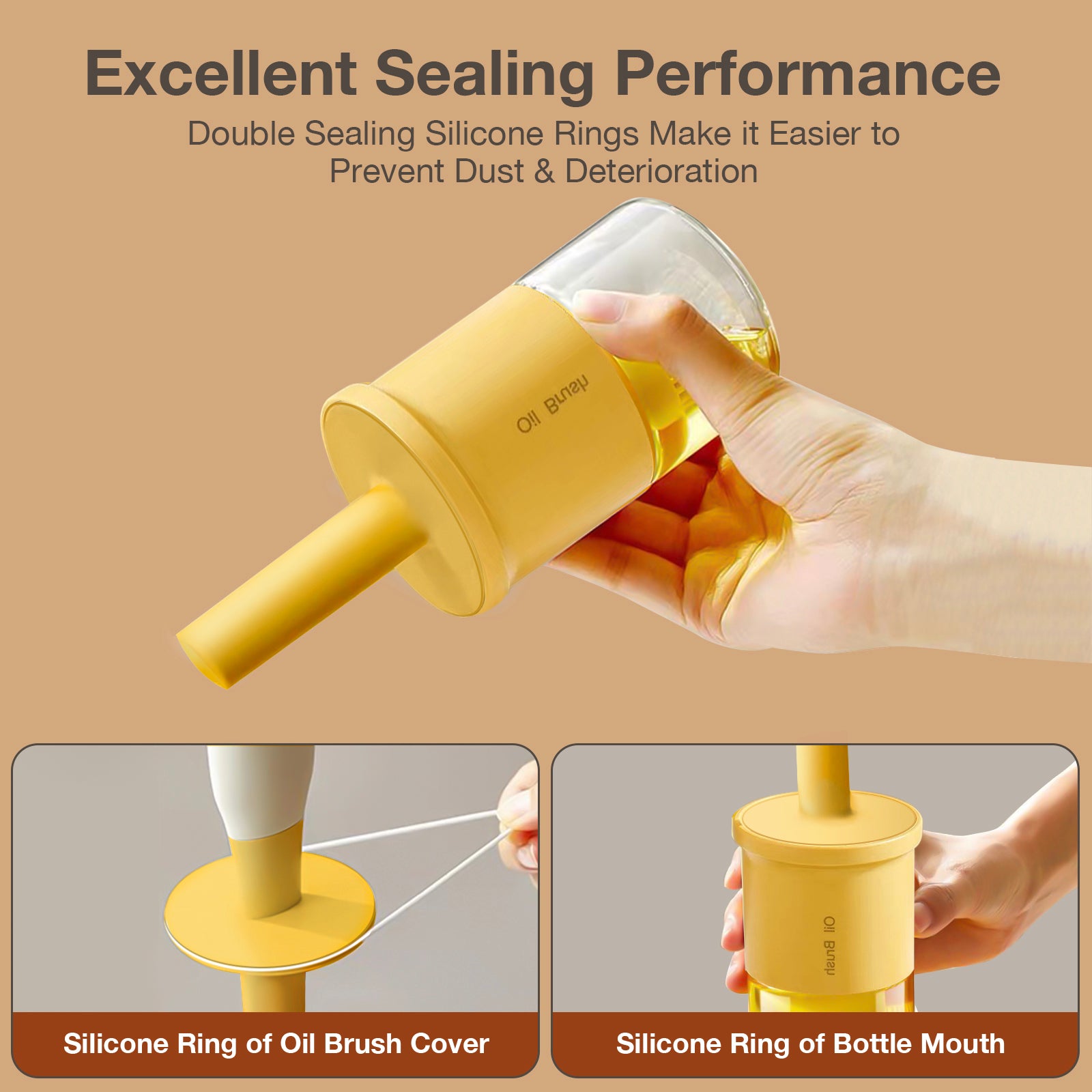 Easy to Use Glass Oil Dispenser Bottle yellow