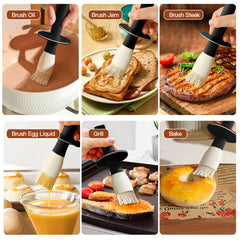 Botella de vidrio para aceite (10 oz) con cepillo de silicona de grado alimenticio (negro)