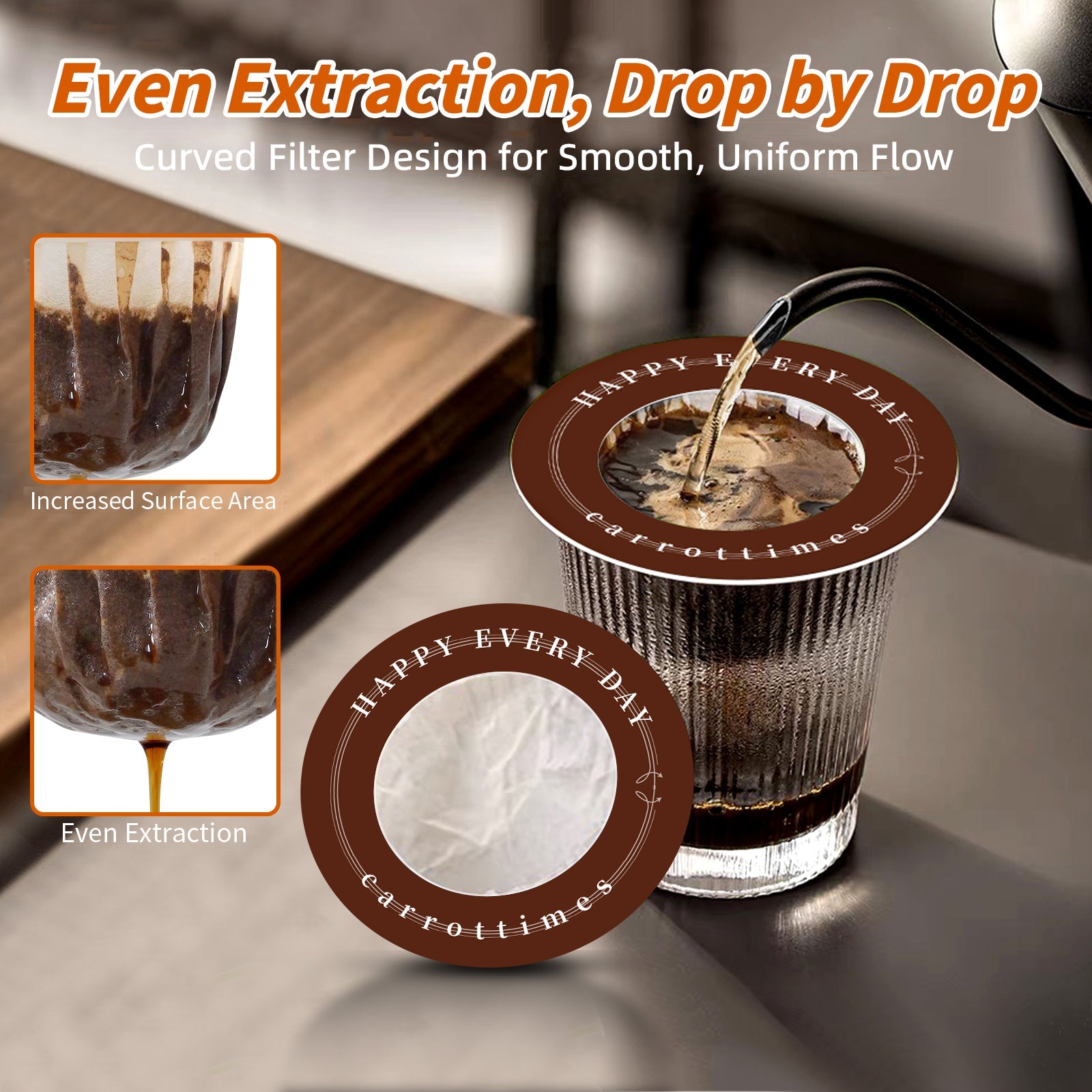 Disposable Coffee Filters, UFO-Shaped Paper Coffee Filters for Pour Over, Drip Coffee Filters for Coffee & Tea, Travel Coffee Filters for Camping, Home, Office