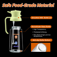 2-in-1 Oil Spray Bottle XL – 18oz/ 550ml Olive Oil Dispenser for Cooking & Air Fryer (Green)