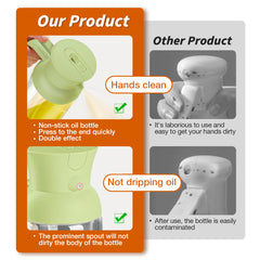2-in-1 Oil Spray Bottle XL – 18oz/ 550ml Olive Oil Dispenser for Cooking & Air Fryer (Green)