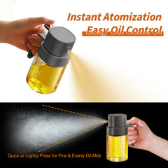 YARRAMATE Portable Mini Oil Sprayer 6.8 OZ/ 200 ML Premium Glass Olive Oil Spray Bottle for Kitchen, Outdoor BBQ, Camping Grey