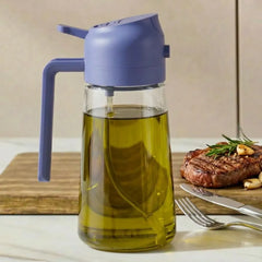 2-in-1 Glass Oil Sprayer Bottle – 16oz Olive Oil Dispenser for Cooking & Salad