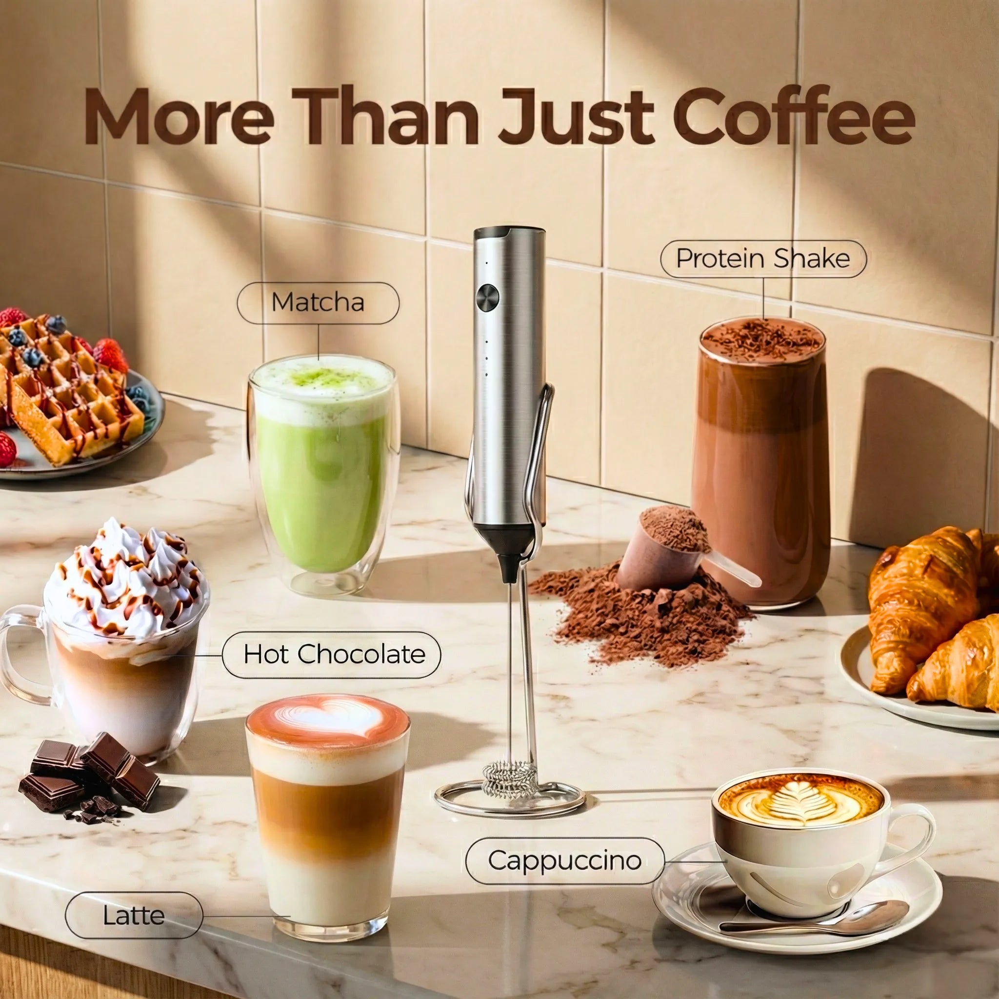 yarramate hand frother, handheld frother for metcha, protein shake, hot chocolate