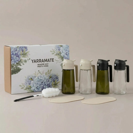 Ölsprüher-Bundle, rutschfeste Flaschenmatte + Reinigungsbürste, 470 ml, Küchenwerkzeug-Set für Air Fryer Grill