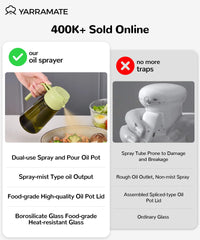 2 in 1 Oil Sprayer Bottle Dispenser, 16oz Glass Olive Oil Sprayer, Cooking Oil Sprayer Bottle for Kitchen Salad, Grill, BBQ, Dark Green (Sticker Included)