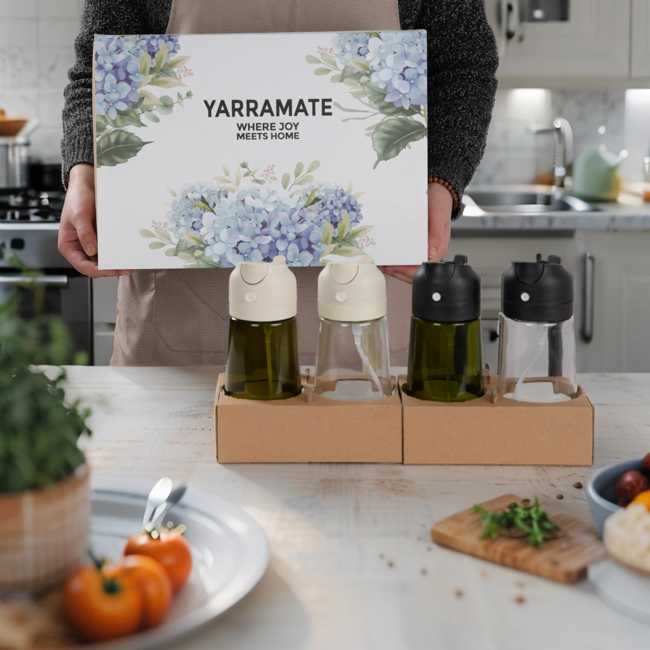 YARRAMATE Olive Oil Spray Bottle with Cleaning Brush