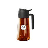 2 in 1 Oil Sprayer Bottle Dispenser, 16oz Glass Olive Oil Sprayer, Cooking Oil Sprayer Bottle for Kitchen Salad, Grill, BBQ, Dark Brown (Sticker Included)