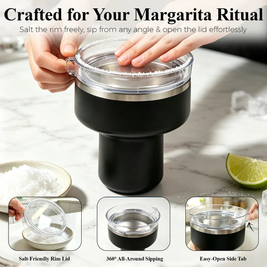 Tapa con borde de sal para margarita y abertura para pajita extraíble