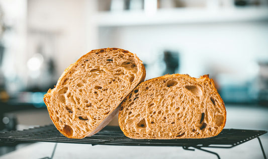 Slices of homemade bread ready to be toasted or refreshed