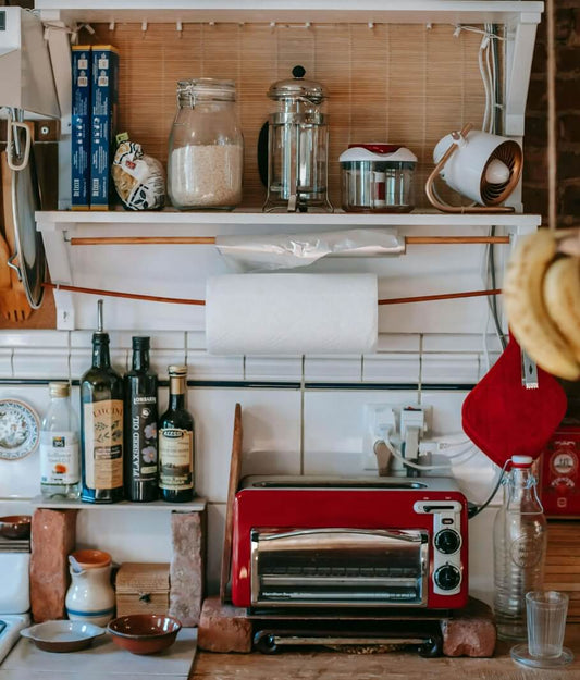 Kitchen scene with oil bottle