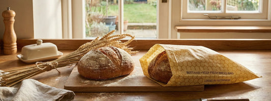 Beeswax Bread Bag on the kitchen table