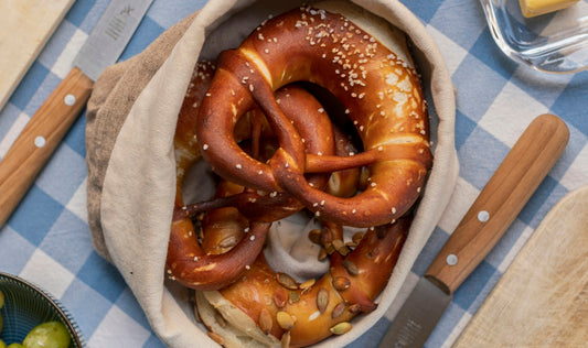 Homemade bread in a natural cloth sack for reusable bread storage