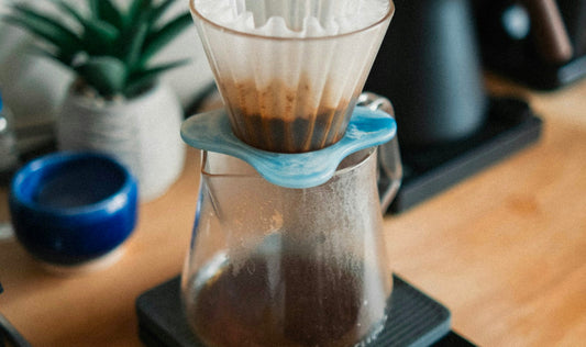 Pour-over coffee brewing on a digital scale for a dual-purpose grinder setup