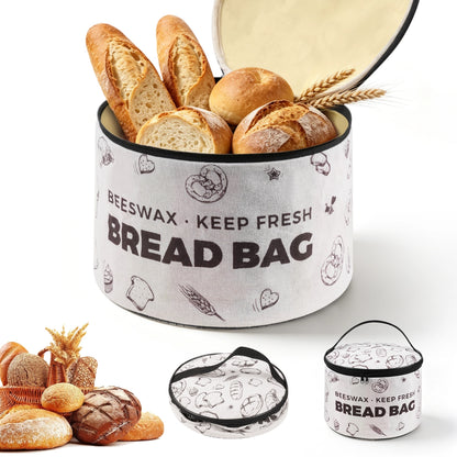 Reusable Beeswax Bread Box with Zippered Lid