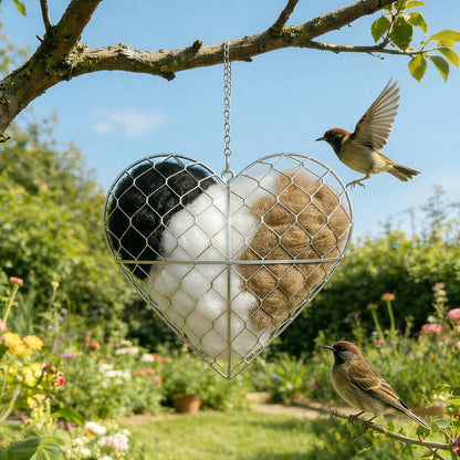Handmade Alpaca Fiber Heart Bird Nesting Holder, Outdoor Garden Wild Bird Supply