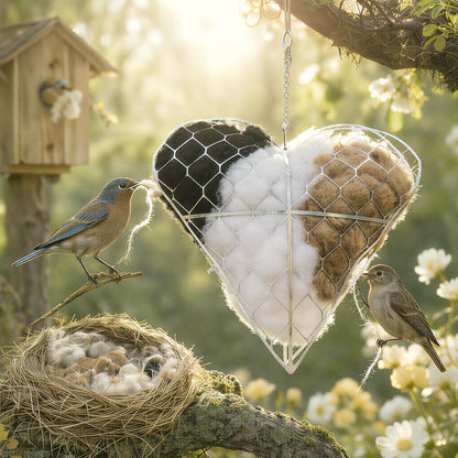 Handmade Alpaca Fiber Heart Bird Nesting Holder, Outdoor Garden Wild Bird Supply