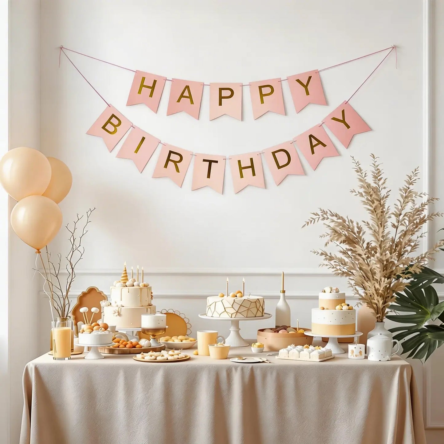 Pre Strung Glitter Happy Birthday Garland, Hanging Letter Party Banner