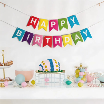 Pre Strung Glitter Happy Birthday Garland, Hanging Letter Party Banner