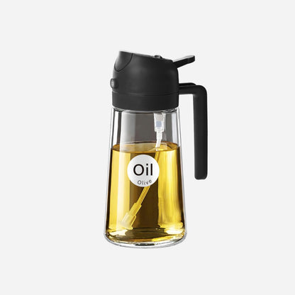 2 in 1 Oil Sprayer Bottle Dispenser 2Pcs 16oz Glass Olive Oil Sprayer Cooking Oil Sprayer Bottle for Kitchen Salad, Grill, BBQ (With Stickers)