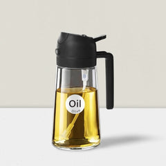 YARRAMTE 2 in 1 Oil Sprayer Bottle Dispenser 16oz/470ml Glass Olive Oil Sprayer Cooking Oil Sprayer Bottle for Kitchen Salad, Grill, BBQ (With Stickers)