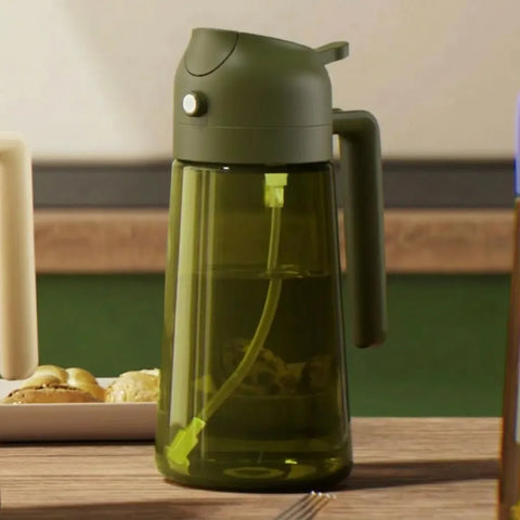 yarramate dark glass oil dispenser with olive green lid