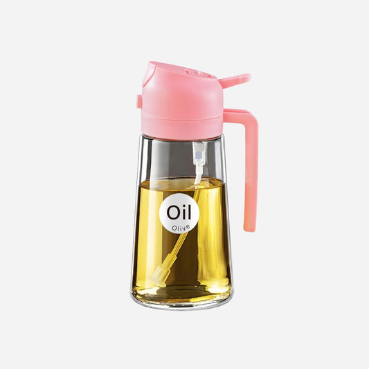 2 in 1 Oil Sprayer Bottle Dispenser 2Pcs 16oz Glass Olive Oil Sprayer Cooking Oil Sprayer Bottle for Kitchen Salad, Grill, BBQ (With Stickers)