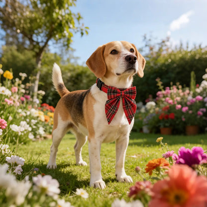 Christmas Dog Collar with Detachable Bow Red