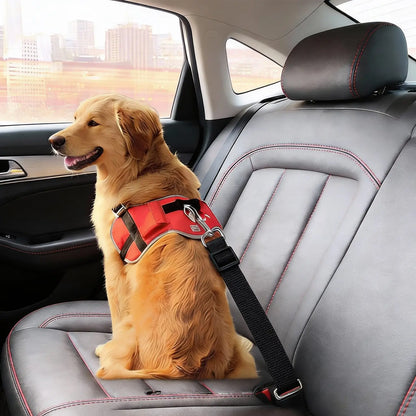 Black Elastic Buffer Dog Car Seatbelt, Adjustable Safe Nylon Pet Harness Leash 1 Pack