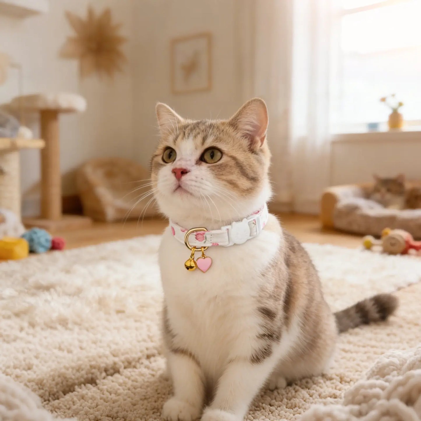 Cotton Breakaway Cat Collar with Strawberry Pendant Pink