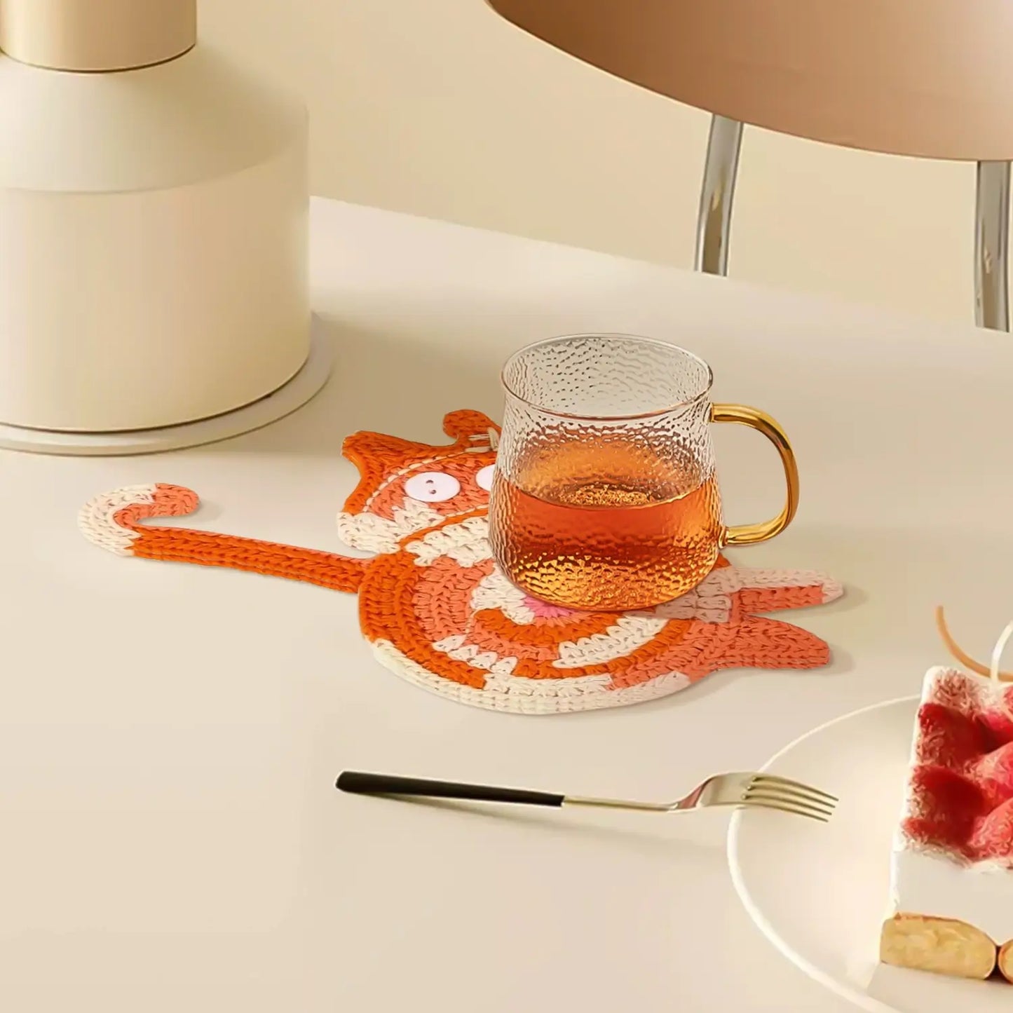 Yellow Cat Mug Coaster for Cat Lovers