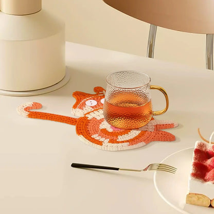 Yellow Cat Mug Coaster for Cat Lovers