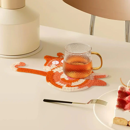 Yellow Cat Mug Coaster for Cat Lovers