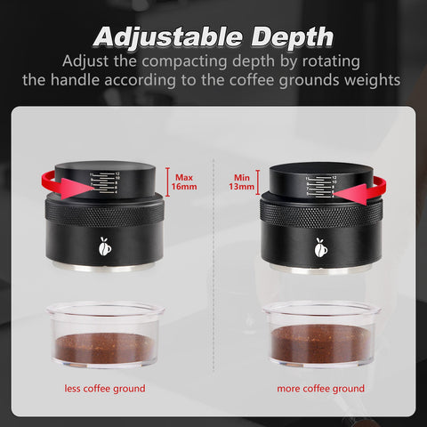 Prensador de palma para café espresso de 51 mm, 53 mm y 58 mm, color negro