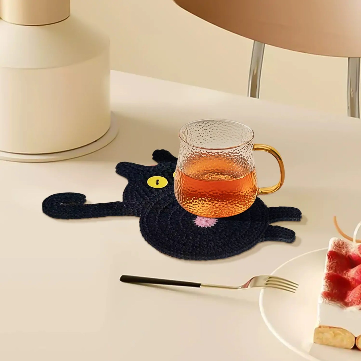 Black Cat Mug Coaster for Cat Lovers