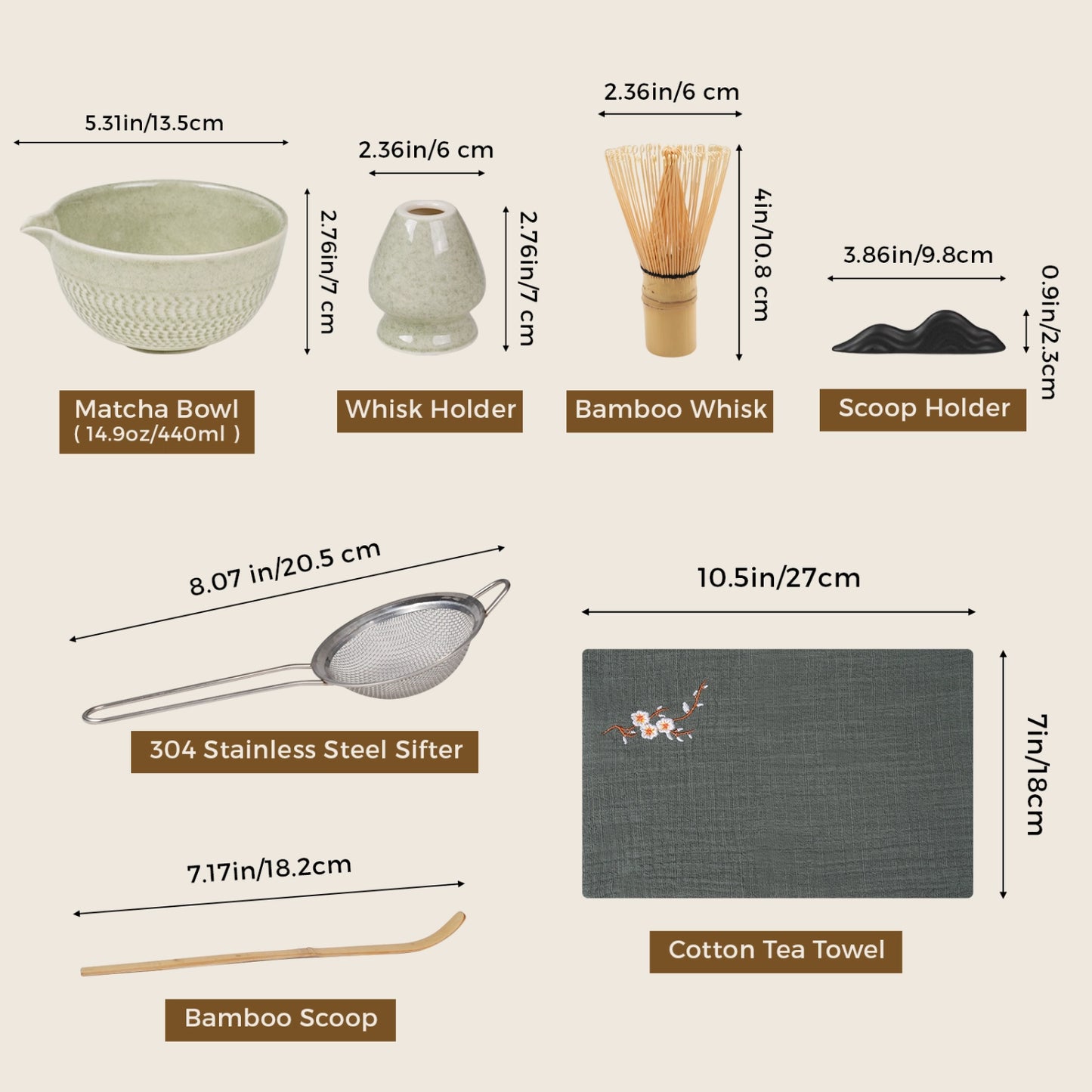 7-Piece Matcha Set with Bowl & Bamboo Whisk