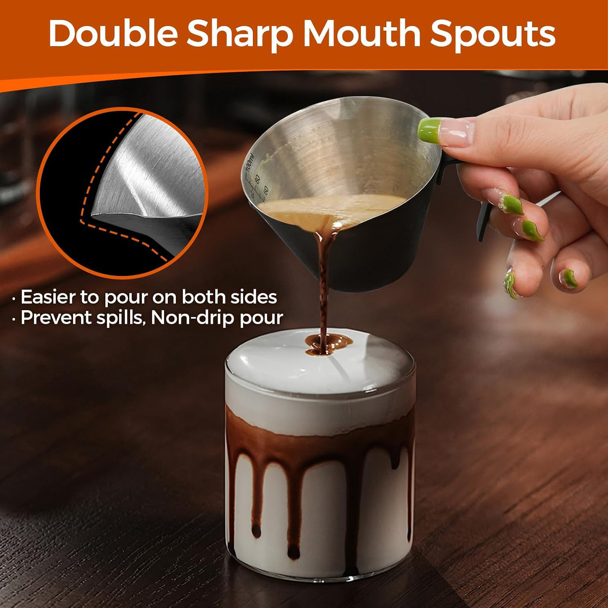 Stainless Steel Espresso Shot Cups with Spout - 2/4/10 Pack