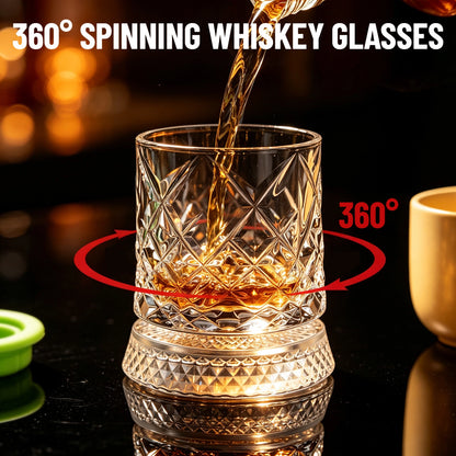 Whiskey Glass with 360° Rotating Bases 2Pcs